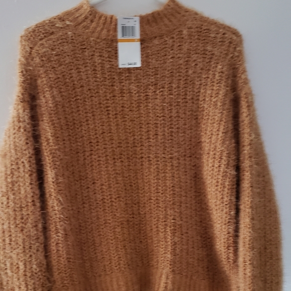 Pointelle Mock-Neck Sweater Eyelash Yarn Color Sunflower Size: Small NWT - Picture 7 of 8